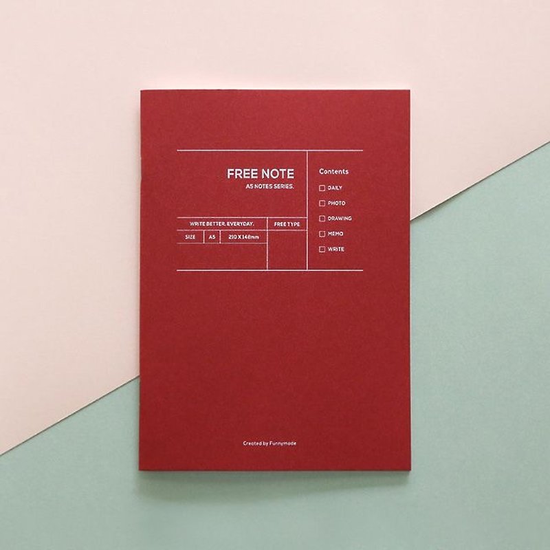 Funnymade 大人计划A5本-空白笔记本(红),FNM35543 - 笔记本/手帐 - 纸 红色