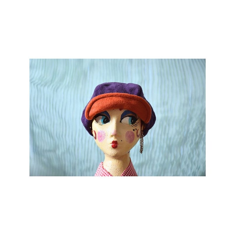 纽伦堡•• 双面非洲印花羊毛报童帽（紫色&赤土色） - 帽子 - 棉．麻 多色