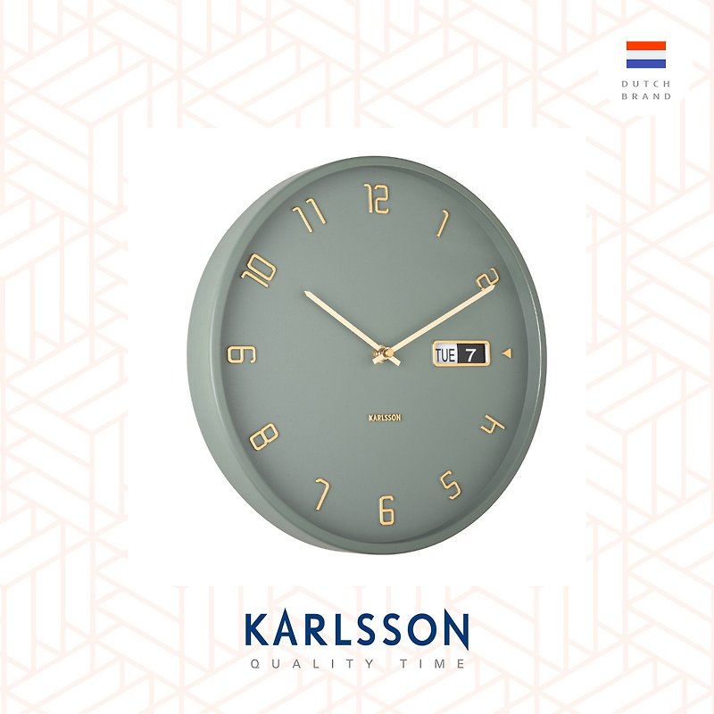 荷兰Karlsson, Wall clock Data Flip green 绿色数字日期挂钟 - 时钟/闹钟 - 其他金属 绿色