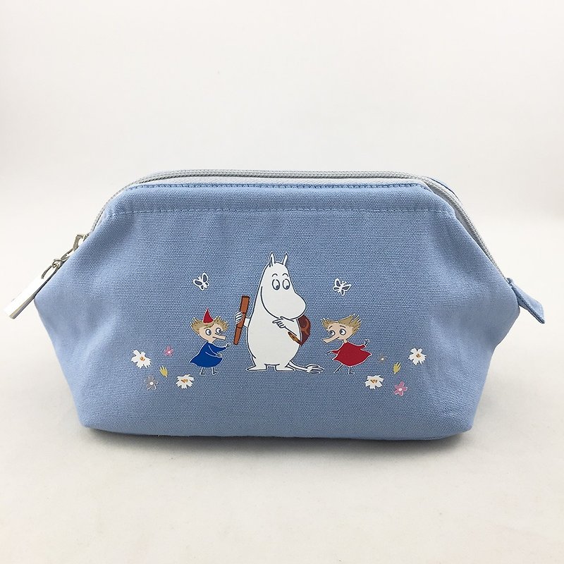 Moomin噜噜米授权-化妆包(蓝) - 化妆包/杂物包 - 棉．麻 蓝色