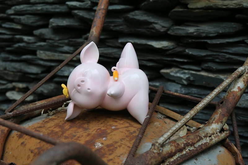 玉米平地猪 - 玩偶/公仔 - 树脂 粉红色