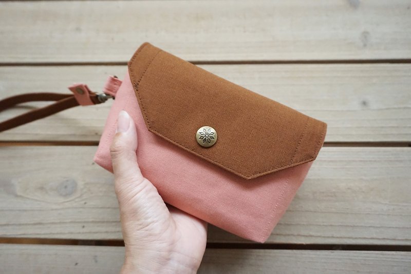 钱包 – 给她的礼物 -  粉红色 2 - 布作 - 手拿包 - 手拿包 - 棉．麻 咖啡色