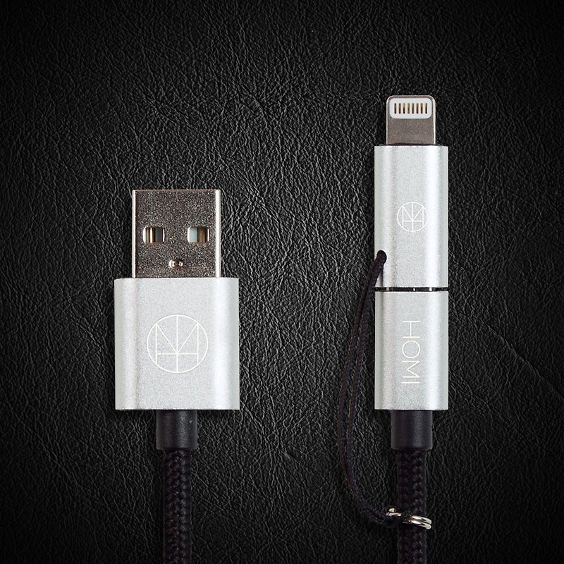 【买就送】 Lightning & Micro USB To USB 传输充电线－银 - 充电宝/传输线 - 尼龙 银色