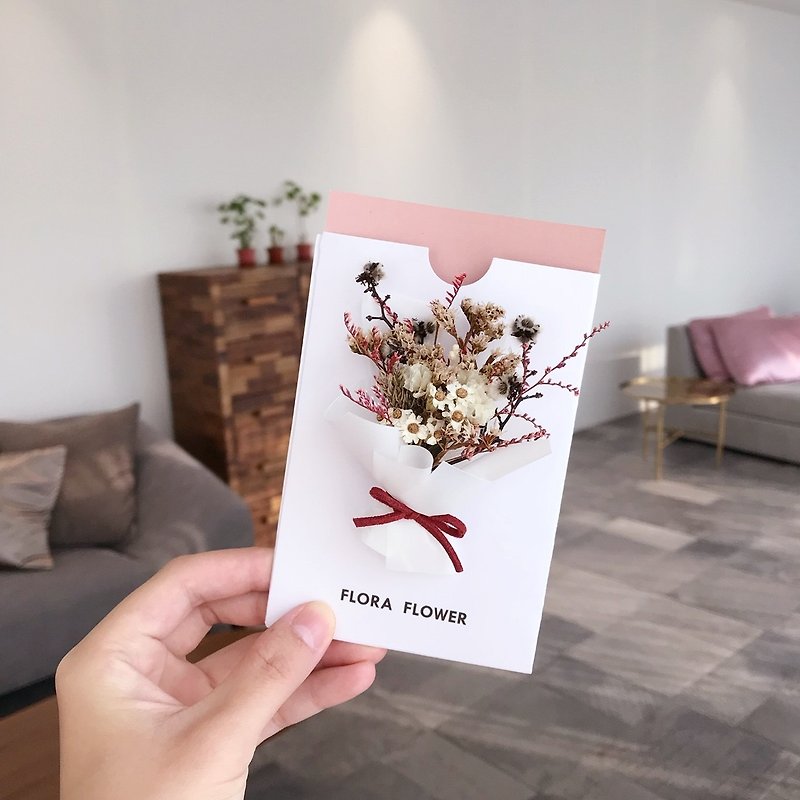 Flora Flower干燥花卡片-红白色系 - 卡片/明信片 - 植物．花 红色