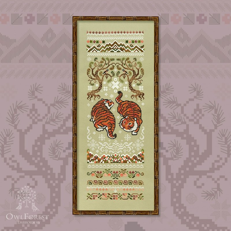 莓果老虎十字绣套件刺绣由 Owlforest 优质套装 - 编织/刺绣/羊毛毡/裁缝 - 绣线 