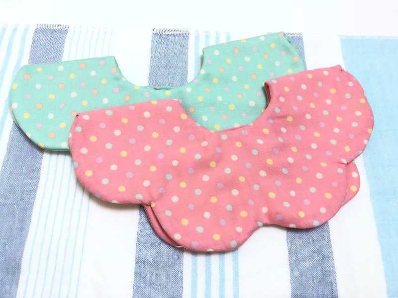 可爱点点(粉)/日本八层纱三阶段成长型围兜.口水巾-双面花瓣造型 - 婴儿饰品 - 棉．麻 粉红色