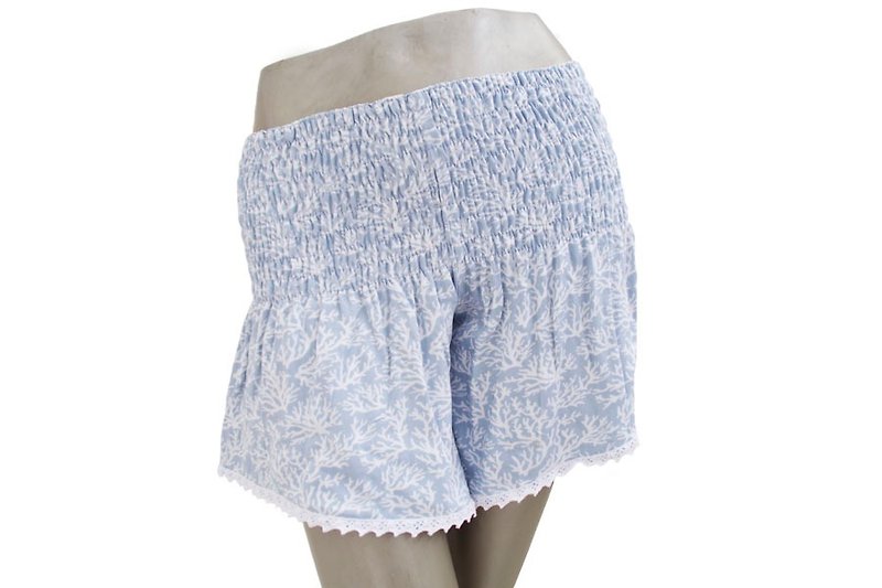 夏ガール！コーラルプリントショートパンツ　＜アイスグレー＞ - 女装短裤 - 其他材质 蓝色