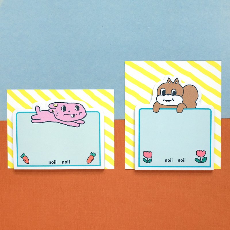 松鼠小兔造型便条组 2入 - 便条纸/标签贴 - 纸 粉红色