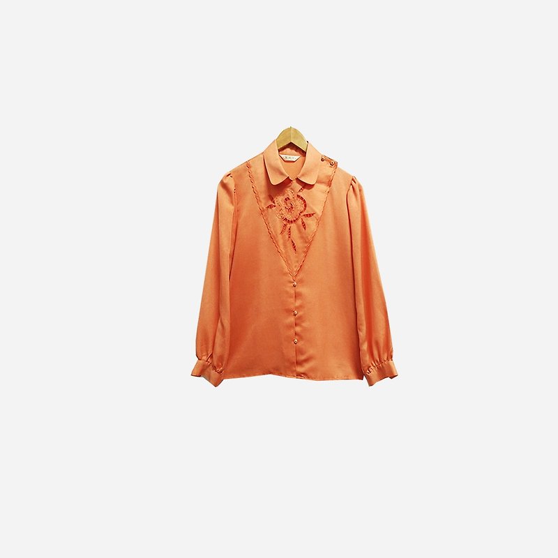 脱臼古着 / 篓空刺绣橘花衬衫 no.348 - 女装衬衫 - 其他材质 橘色