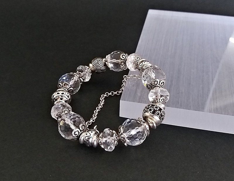 纯亮 - 天然白水晶纯银手链  香港自家设计 - 手链/手环 - 宝石 白色