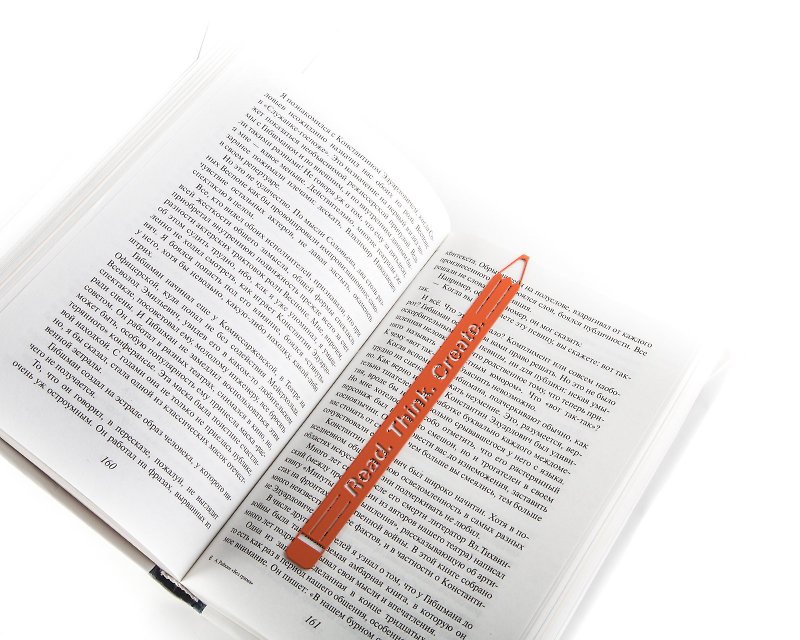 Unusual Metal bookmark // Read, Think, Create Orange edition // Free shipping