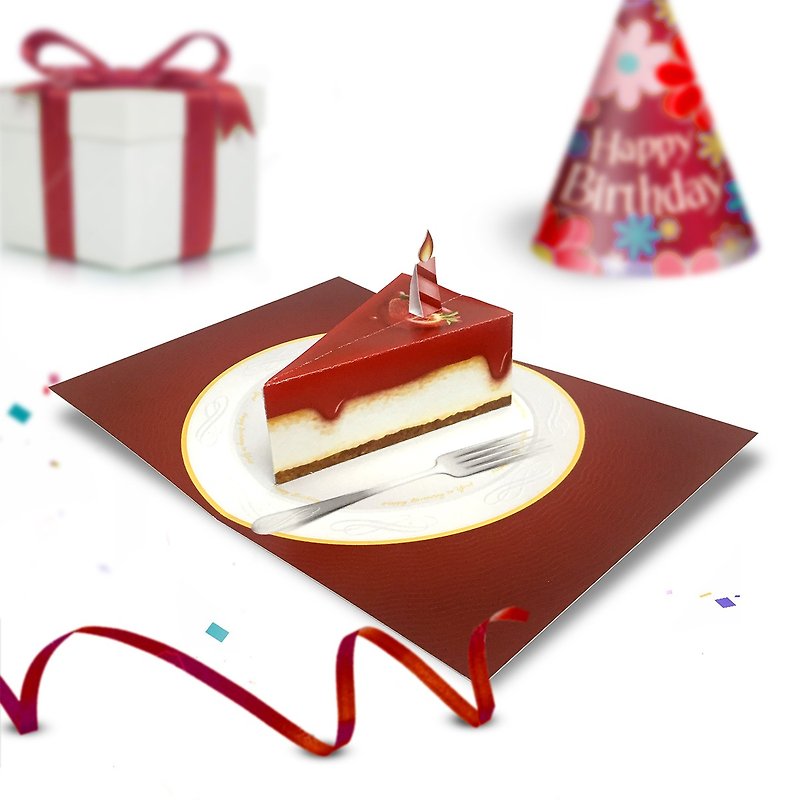 Strawberry Cheesecake Birthday Card | Birthday Pop Up Card | Happy Birthday Card - 卡片/明信片 - 纸 