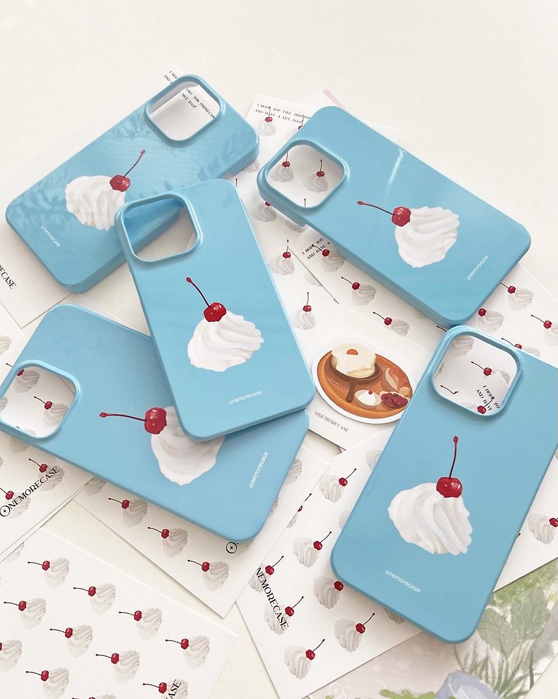 樱桃奶油 寶寶藍 iPhone 手机殼 菲林半包亮面硬壳 - 手机壳/手机套 - 塑料 蓝色