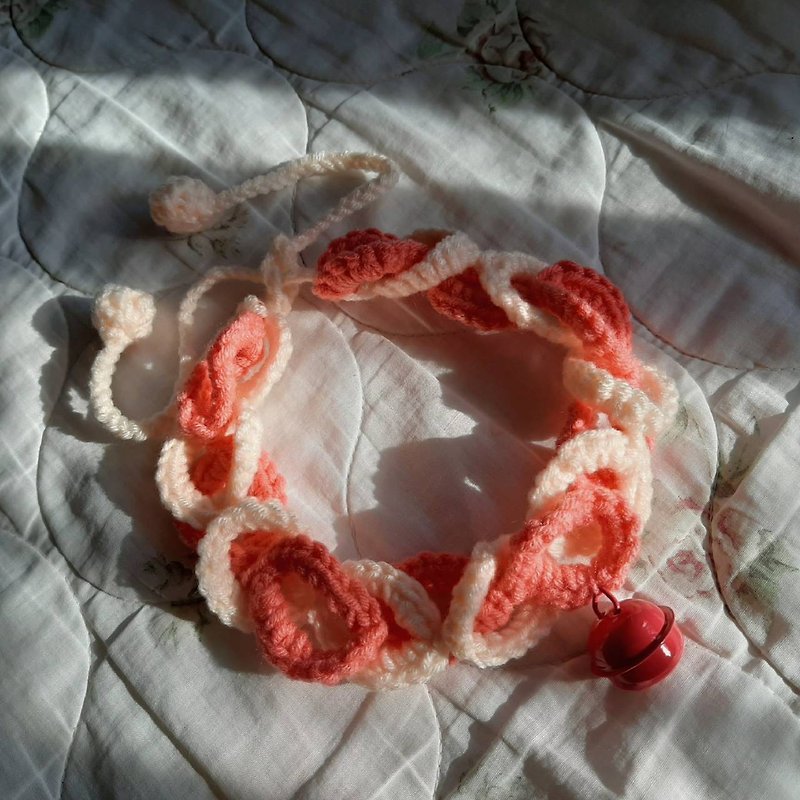 Cloudy CORAL SHACKLE  Cat collar Crochet Handmade - 项圈/牵绳 - 聚酯纤维 红色