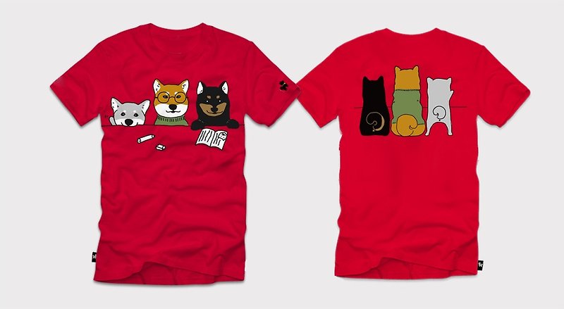 柴犬大学-2016返校日限量T恤-红 文创 设计 柴犬3兄弟 - 女装 T 恤 - 棉．麻 红色