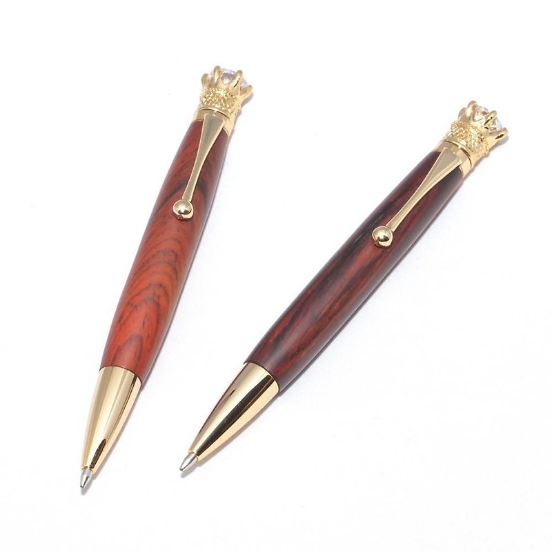 手作りの木製の回転式ボールペン（ココボロ；24金のメッキ）(CJ-24G-CO) - 其他书写用品 - 木头 咖啡色