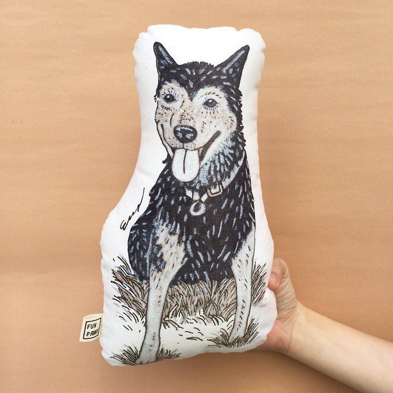 【定制化礼物】 Effy系列插画: 宠物插画抱枕 - 订制画像 - 其他材质 咖啡色