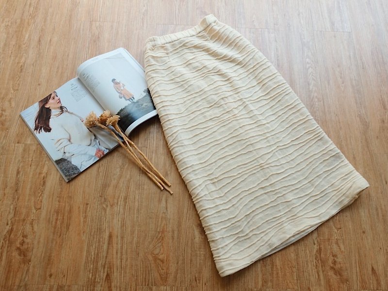 Vintage下着 / 冬季毛线编织裙 no.98 - 裙子 - 其他材质 白色