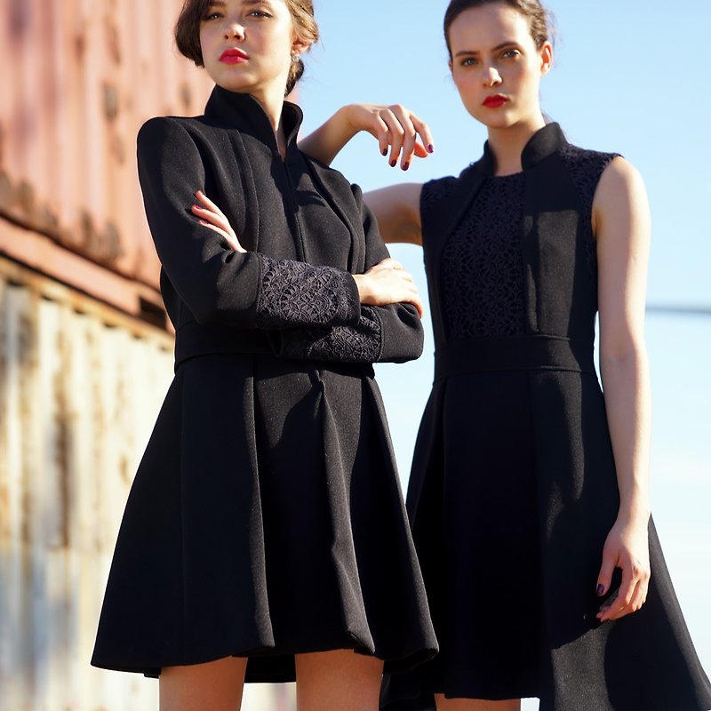 黑色立领外套(左) - 女装休闲/机能外套 - 其他材质 黑色