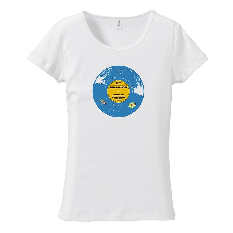 レディースTシャツ / Endlessly enjoyable summer - 女装 T 恤 - 棉．麻 白色