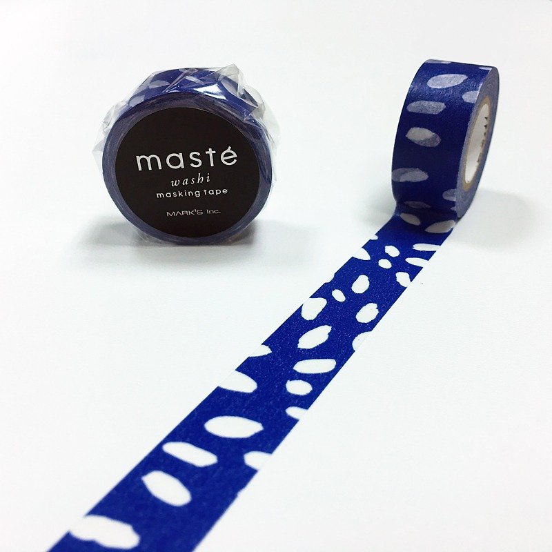 maste 和纸胶带 海外限定系列-Basic【水滴点点-海军蓝 (MST-MKT197-NV)】 - 纸胶带 - 纸 蓝色