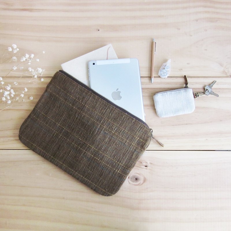 Mini Clutch Bags Hand Woven Cotton Natural Color - 其他 - 棉．麻 咖啡色