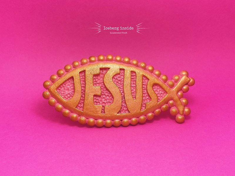 耶稣鱼 Jesus fish / 摆件 / 金粉色 - 摆饰 - 树脂 