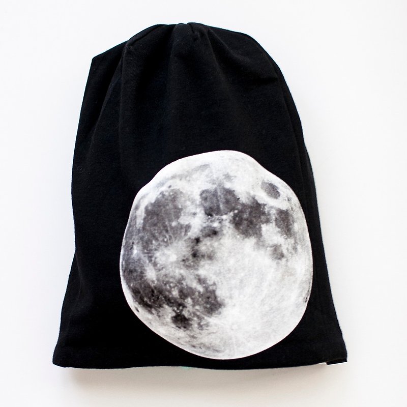 超级月亮 手作双面有机棉帽(设计师限定版) - 围嘴/口水巾 - 棉．麻 黑色