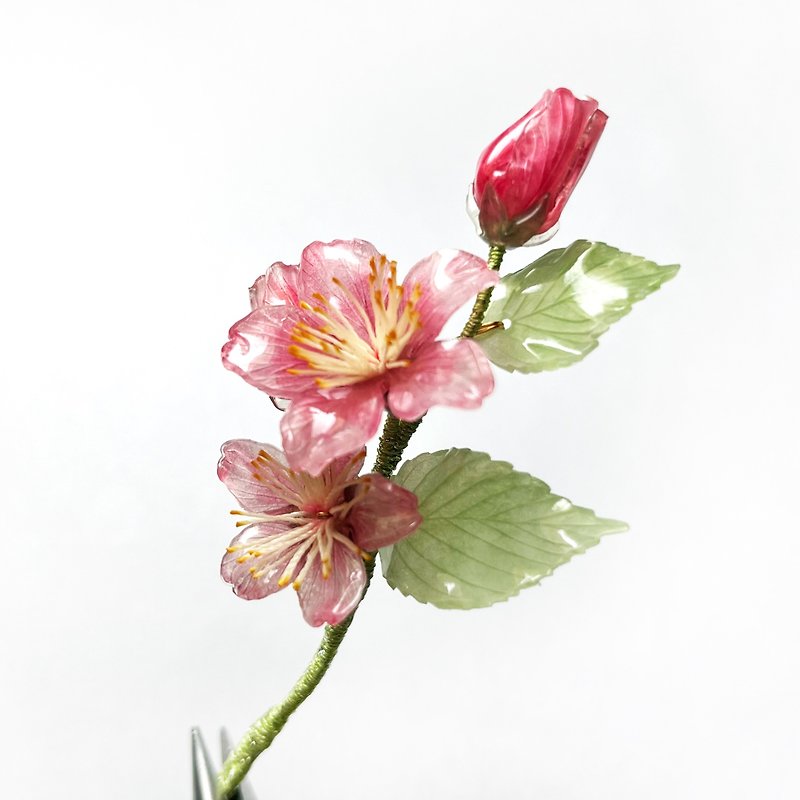 【生花】昭和樱。樱花发簪。日本树脂花饰。十二花季-二月 - 发饰 - 树脂 粉红色