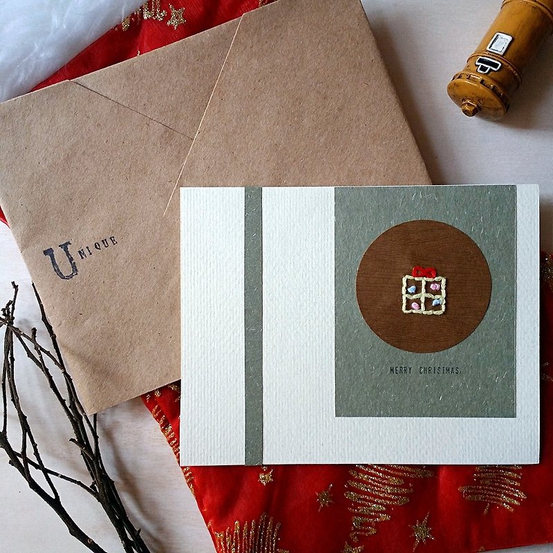 手缝图像圣诞卡(礼物)(原稿) - 卡片/明信片 - 纸 多色