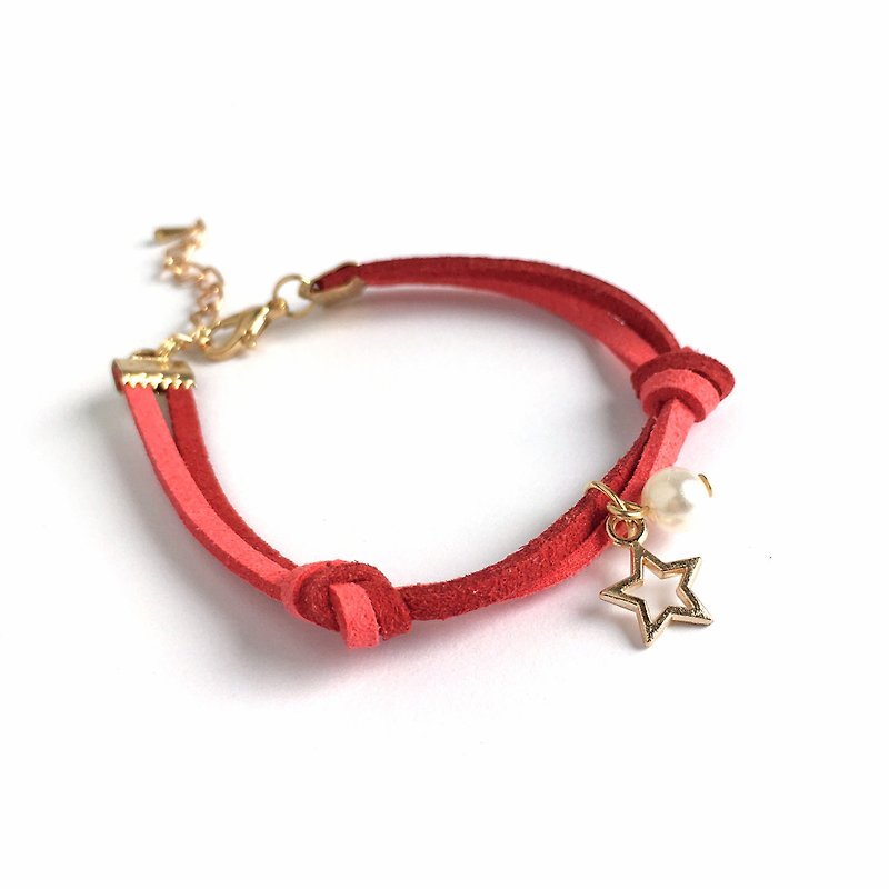 小星星 圣诞节限定 手工制作 手环 淡金色系列-红 - 手链/手环 - 其他材质 红色