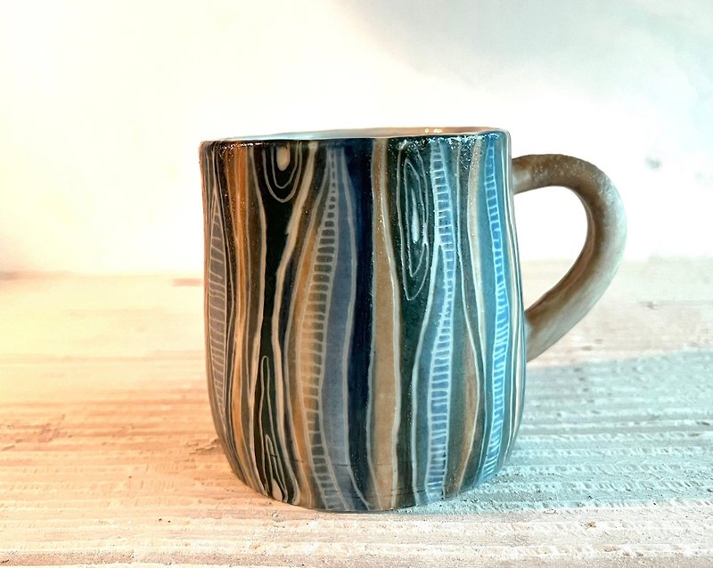 淬链。树纹咖啡杯_陶器马克杯 - 咖啡杯/马克杯 - 瓷 蓝色