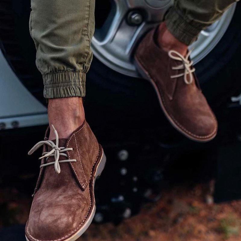 【南非手工猎人鞋】麂皮 男女鞋  非洲猎人鞋 Heritage 农夫灰 - 男款休闲鞋 - 真皮 灰色