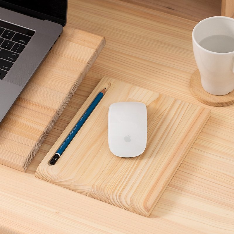 滑滑原木鼠标垫 弧度手腕轻松滑 日本桧木  办公室书桌必备 - 鼠标垫 - 木头 咖啡色