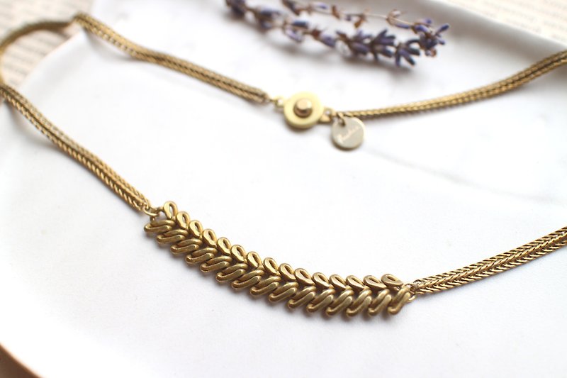 稻禾-黄铜项链 - 项链 - 铜/黄铜 金色