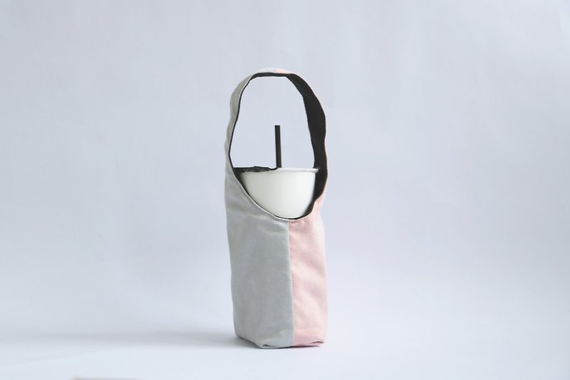 MaryWil麂皮双面环保杯套饮料提袋-灰色x粉红 - 随行杯提袋/水壶袋 - 聚酯纤维 粉红色