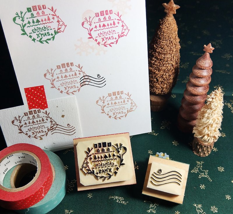 | 展示作品 |  2018年圣诞限定邮戳印章 手刻印章 - 印章/印台 - 木头 红色