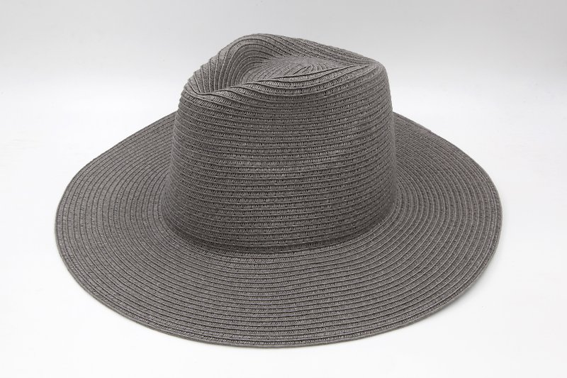 【纸布家】大帽檐绅士帽(灰色)纸线编织 - 帽子 - 纸 灰色