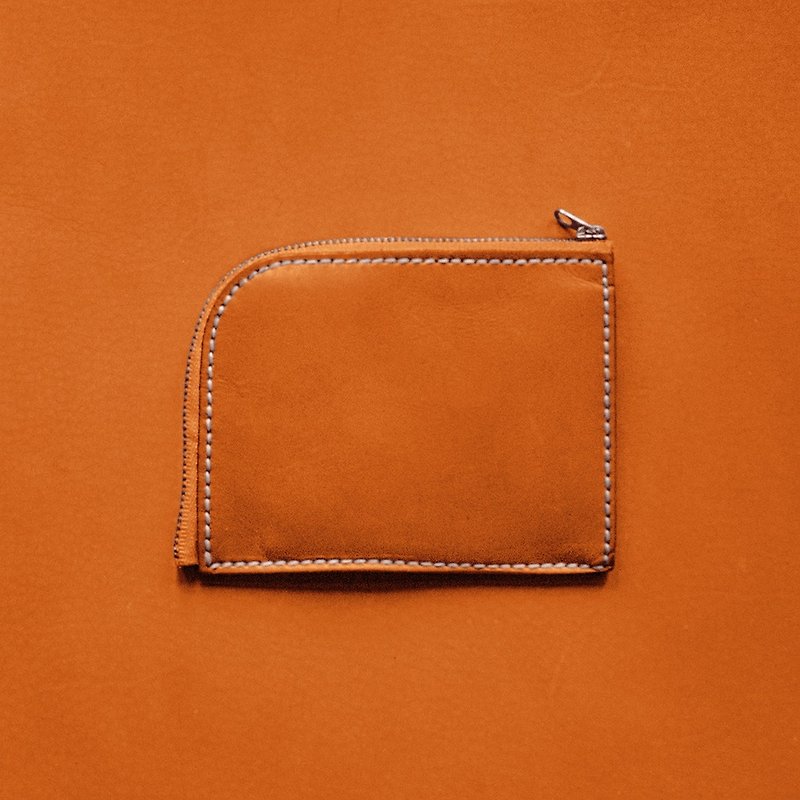 拉链零钱包.L。手缝皮革材料包。BSP002 - 皮件 - 真皮 橘色