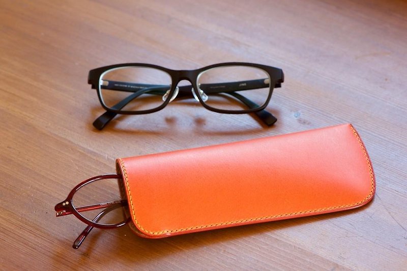スリムなオレンジのメガネケース - 眼镜/眼镜框 - 真皮 橘色