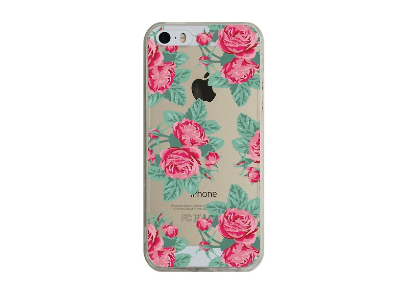 英式花园红玫瑰透明手机壳 iPhone13 12 mini 三星华为PCTP-AM36K - 手机壳/手机套 - 塑料 红色