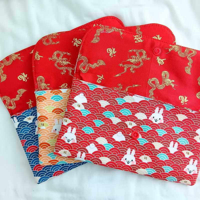 10款可选。兔年宝宝的第一个龙年布红包袋。免费绣名字 - 化妆包/杂物包 - 棉．麻 红色