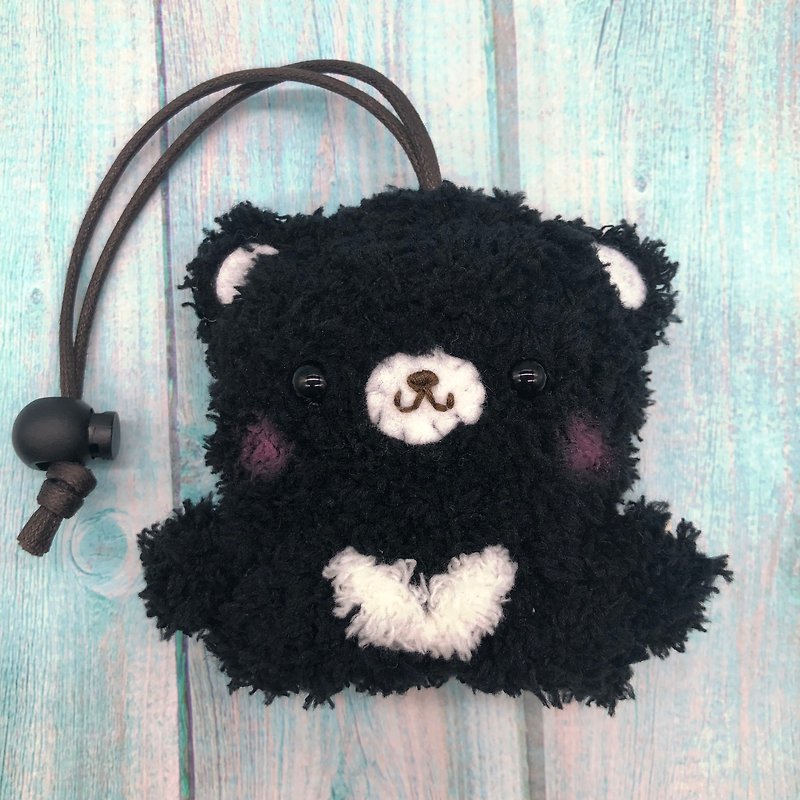 黑熊 四种尺寸 毛线编织  钥匙包  钥匙收纳  钥匙袋 - 钥匙链/钥匙包 - 其他材质 黑色