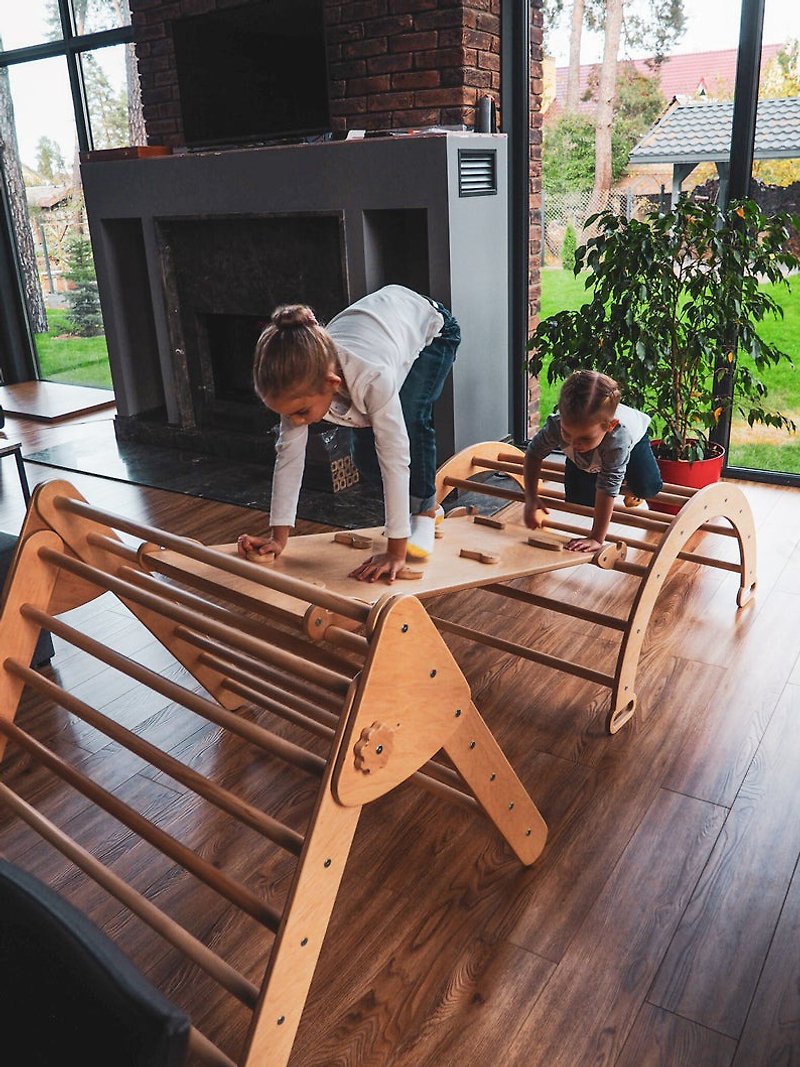 木头 儿童家具 - 手工制作一套3个项目蒙台梭利Pikler套件