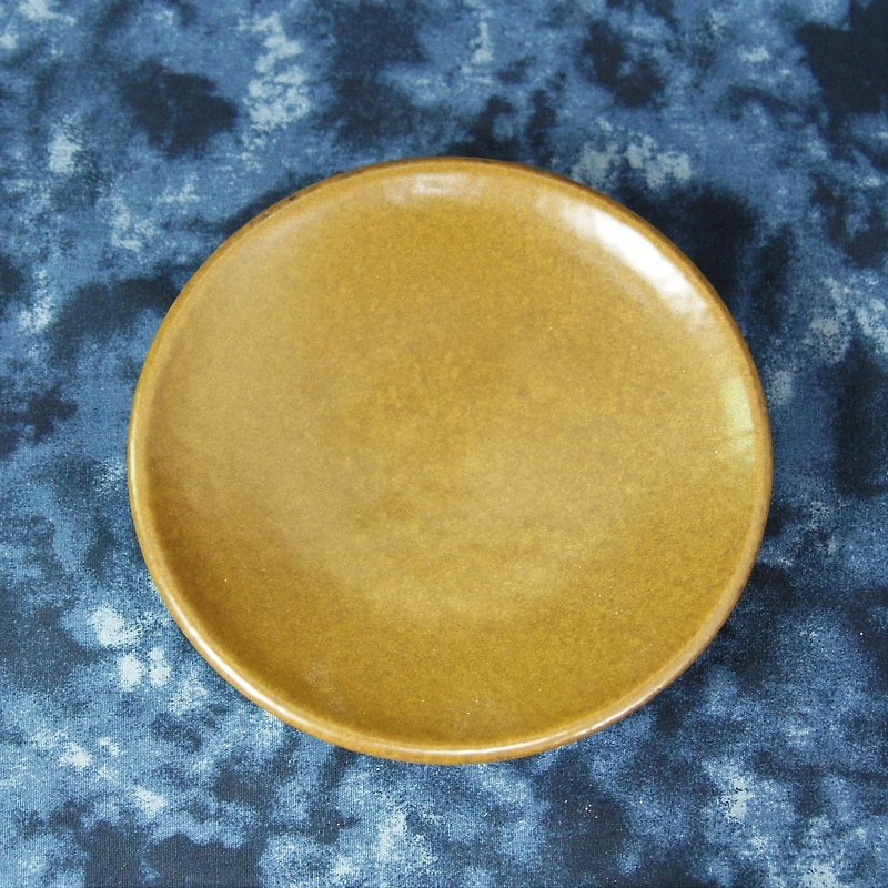 黄釉陶盘,餐盘,菜盘,水果盘,点心盘-直径约11.5厘米 - 浅碟/小碟子 - 陶 黄色