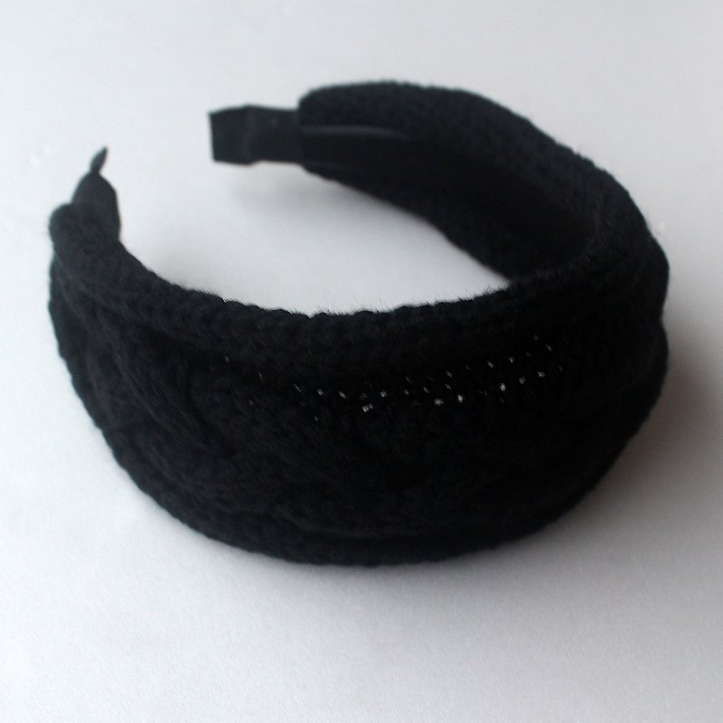 Black Knitted Headband,Knitting Headband,No SLIP / NO headache / No hard - 发带/发箍 - 羊毛 黑色
