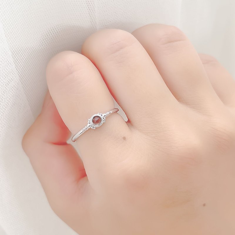 茶水晶925纯银古典风格戒指 可调式戒指