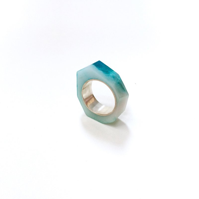 PRISMリング　シルバー・ブルーホワイト - 戒指 - 树脂 蓝色