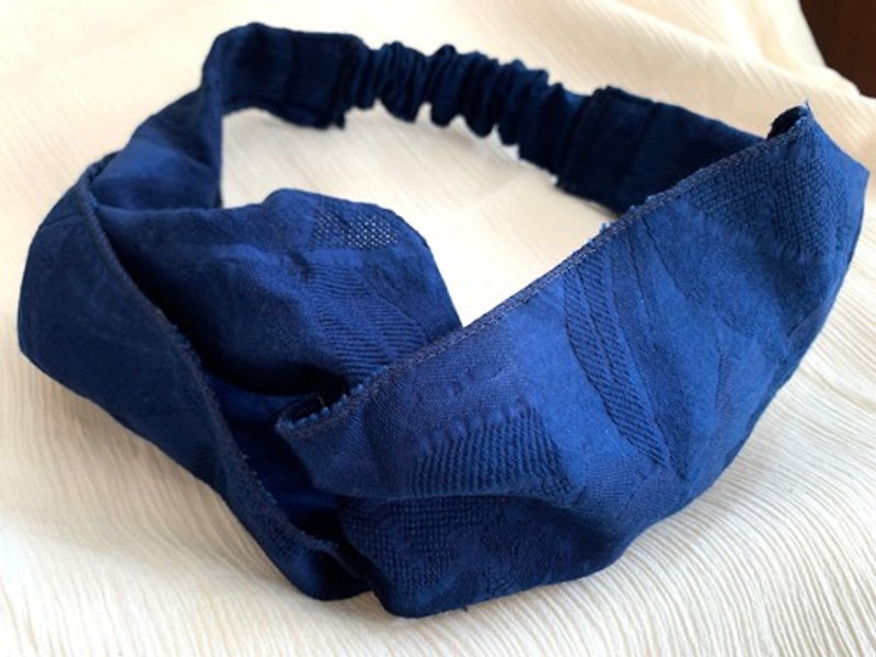 OrganicCotton Aizome cloth turban [leaf pattern jacquard weave]