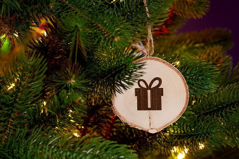 【可爱圣诞礼物】礼物图案手工木吊饰